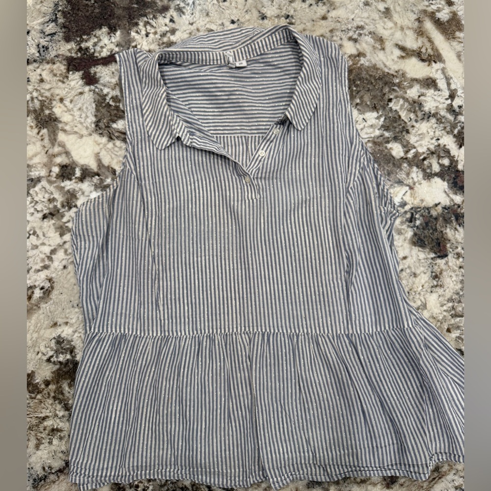 Elle Navy and White Striped Top